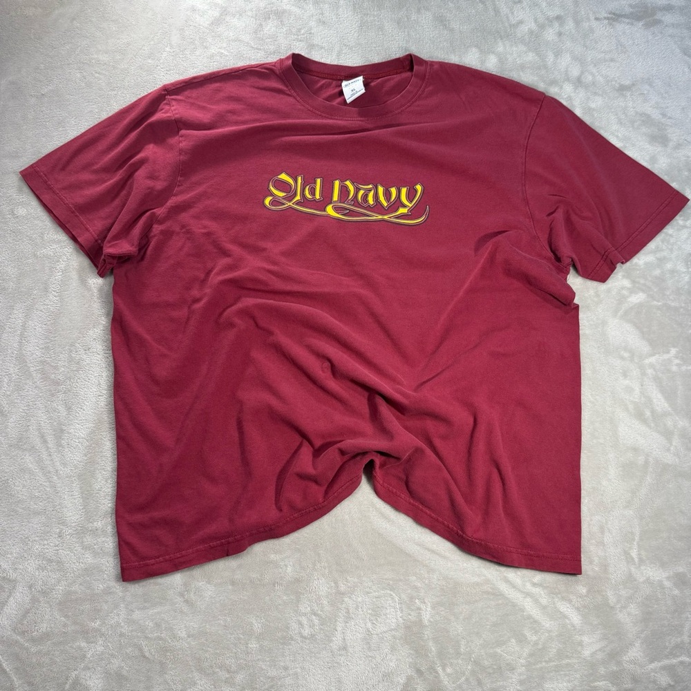 Vintage Y2K Old Navy Shirt Short Sleeve Men's Sz XL Spell Out